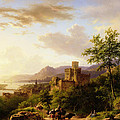 Travellers On A Path In An Extensive Rhineland Landscape by Barend Cornelis Koekkoek Travellers On A Path In An Extensive Rhineland Landscape by Barend Cornelis Koekkoek