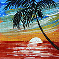 Tropical Abstract Palm Tree Original Plumeria Flower Painting SINKING ...