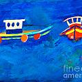Two fishing boats at sea Painting by Simon Bratt Two fishing boats at sea Painting by Simon Bratt