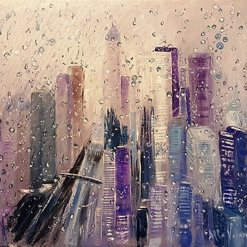 City in oil paintings