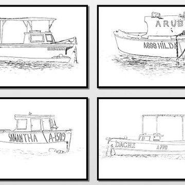 Digital Sketches of Fishing Boats of the Caribbean