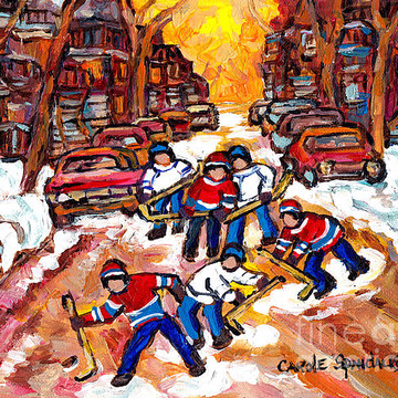 Rink Pond Street And Store Hockey 8 By 10 Paintings For Sale
