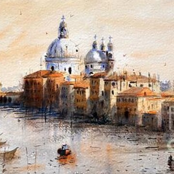 Venice Italy watercolor art painting by Nenad Kojic