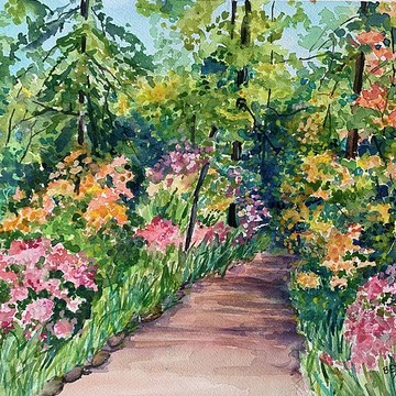 Water colors of flowers and Gardens