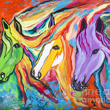 Paintings of bold and colorful Horses