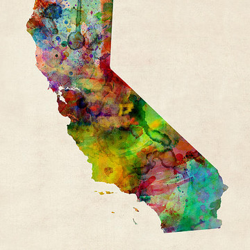US States Maps Watercolor