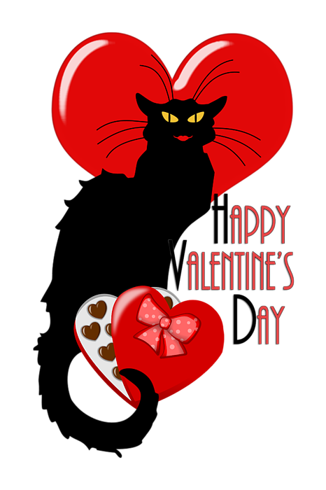 Happy Valentine's Day Le Chat Noir Sticker by Gravityx9 Designs - Fine Art  America