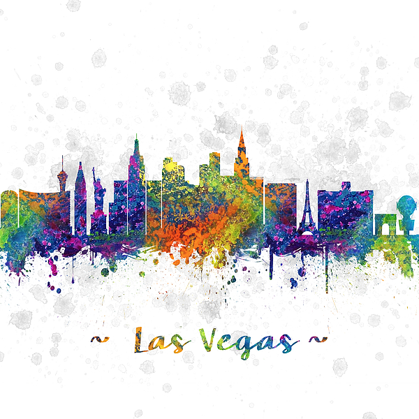 Las Vegas Nevada Skyline color 03SQ Shower Curtain by Aged Pixel - Pixels
