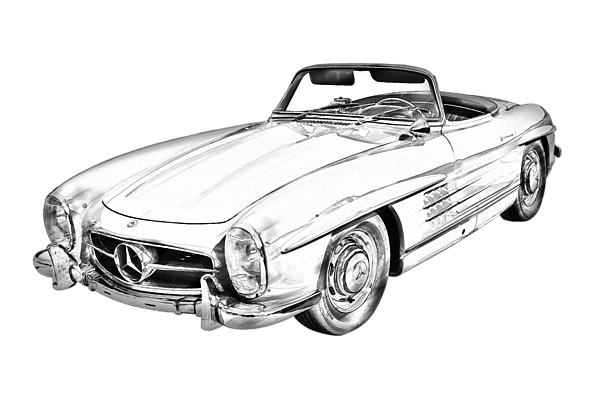 Mercedes Benz 300 Luxury Car Drawing Tote Bag by Keith Webber Jr