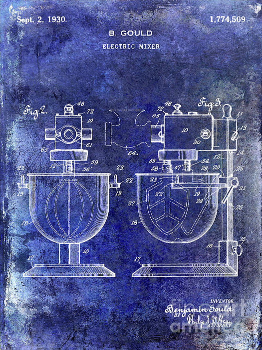 1933 Electric Cream Whipper Patent Blueprint Metal Print by Jon Neidert -  Fine Art America