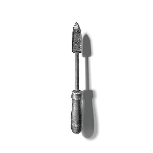 Antique Soldering Iron In Black And White Photograph