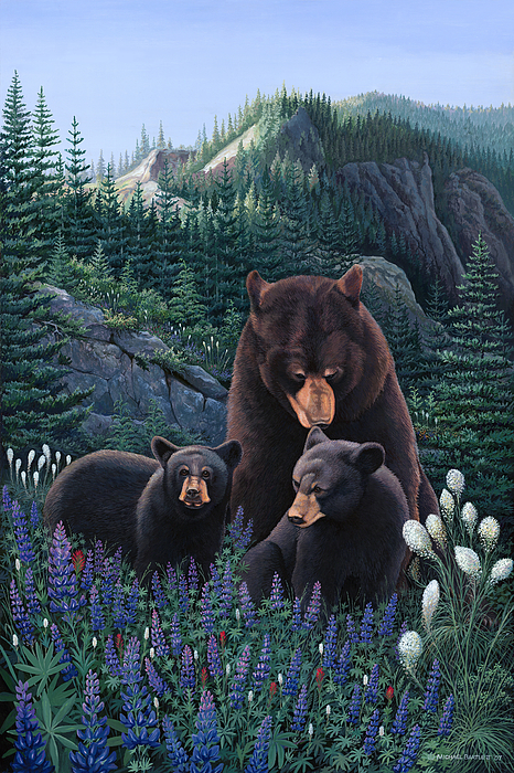 Bears On Snow Peak Painting Painting