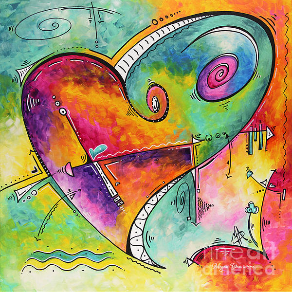 Colorful Whimsical PoP Art Style Heart Painting Unique Artwork by Megan ...