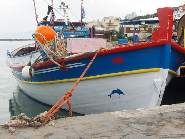 Greek Fishing Boat #1 Portable Battery Charger by Terry Cathrine