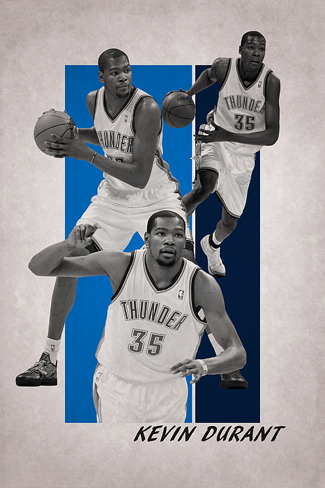 35 KEVIN DURANT Oklahoma City Thunder NBA Forward Blue Throwback