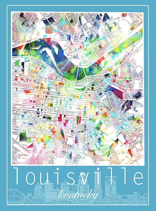 Louisville Kentucky City Map 6 Framed Print by Bekim M - Pixels