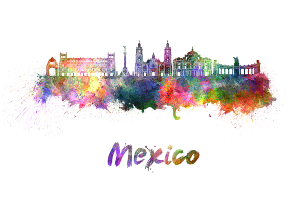 Mexico City Skyline In Watercolor Greeting Card For Sale By Pablo Romero