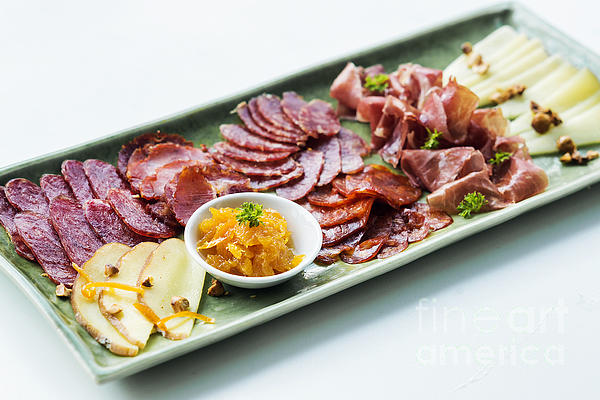 Spanish Smoked Meats Ham And Cheese Platter Starter Dish Hand