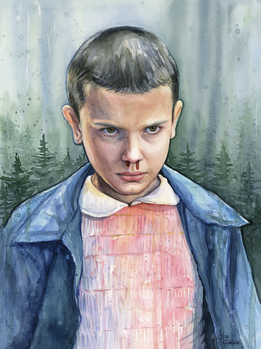 Stranger Things Eleven Portrait #2 Ornament by Olga Shvartsur