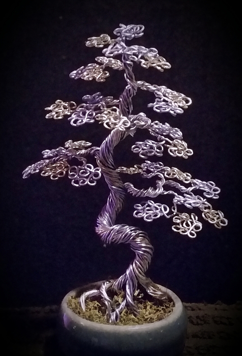 76 Golden bonsai wire tree sculpture #76 Acrylic Print by Ricks Tree Art -  Pixels
