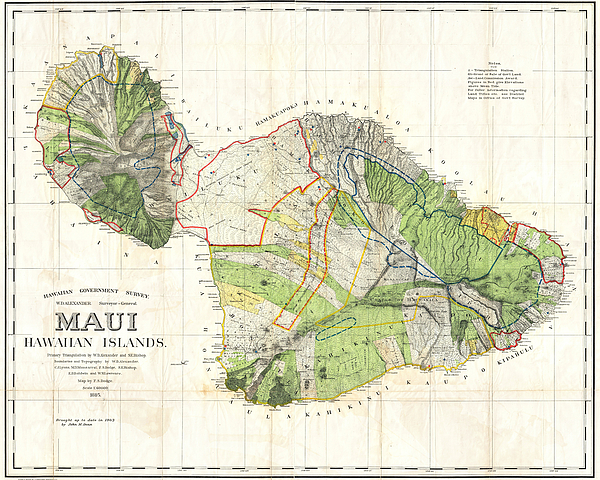 1855 Government Survey Map of Maui Hawaii Updated in 1903 Zip Pouch by Toby  McGuire - Toby McGuire - Artist Website