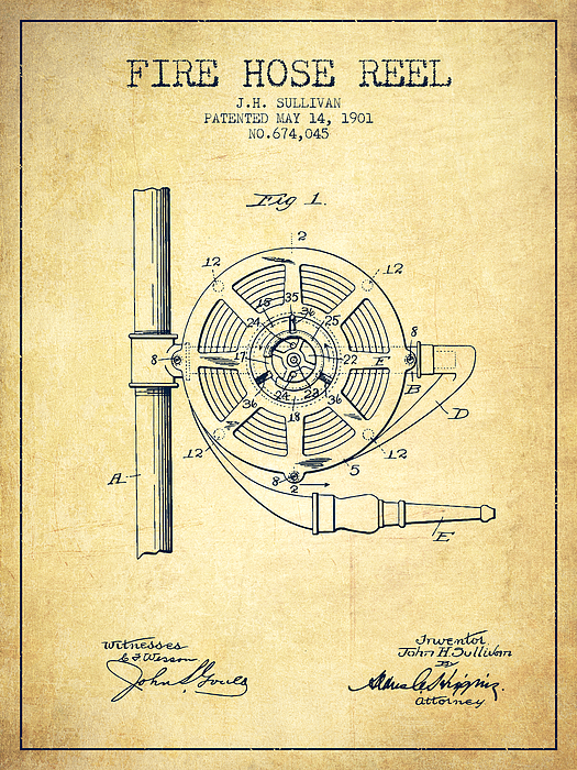 1901 Fire Hose Reel Patent - vintage iPhone Case by Aged Pixel - Pixels