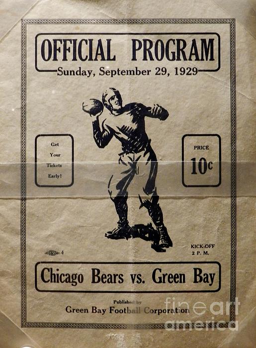 1929 Chicago Bears vs. Green Bay Packers Program Shower Curtain by