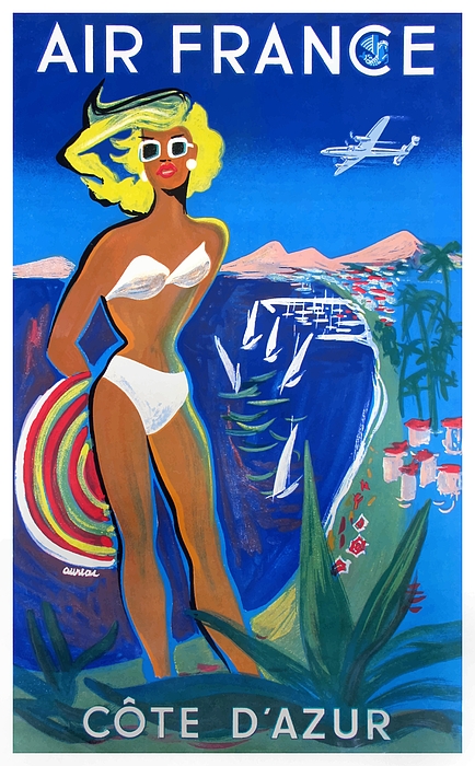 Retro Graphics - 1953 Air France French Riviera Travel Poster