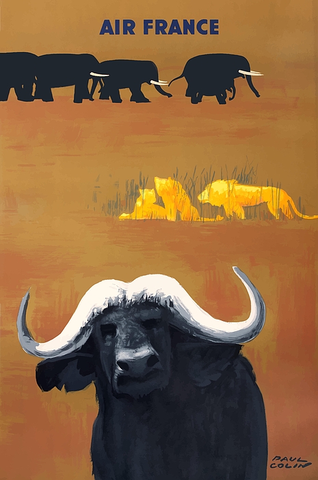 Retro Graphics - 1956 Air France Africa Animals Travel Poster