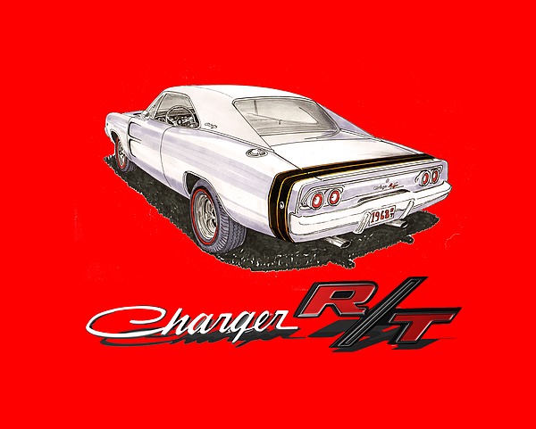 1968 Dodge Charger Tee Shirt Painting