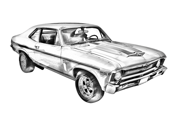 1969 Chevrolet Nova Yenko 427 Muscle Car Illustration T Shirt For Sale By Keith Webber Jr