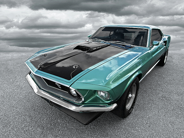 Rear Of The Year - '69 Mustang Duvet Cover by Gill Billington - Pixels