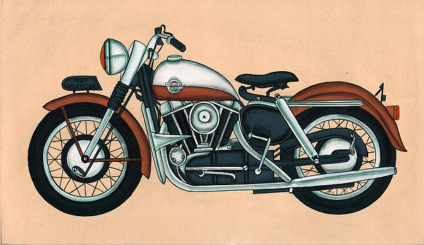 Harley - Davidson Old Byke Antique Vintage, Artwork India
