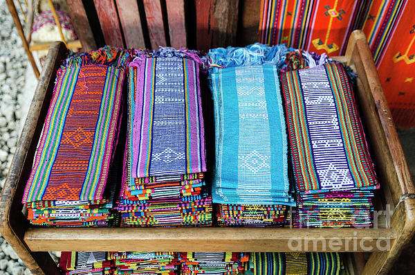 Traditional Woven Tais Fabric Scarves In Dili East Timor Leste #2 Yoga Mat  by JM Travel Photography - Fine Art America