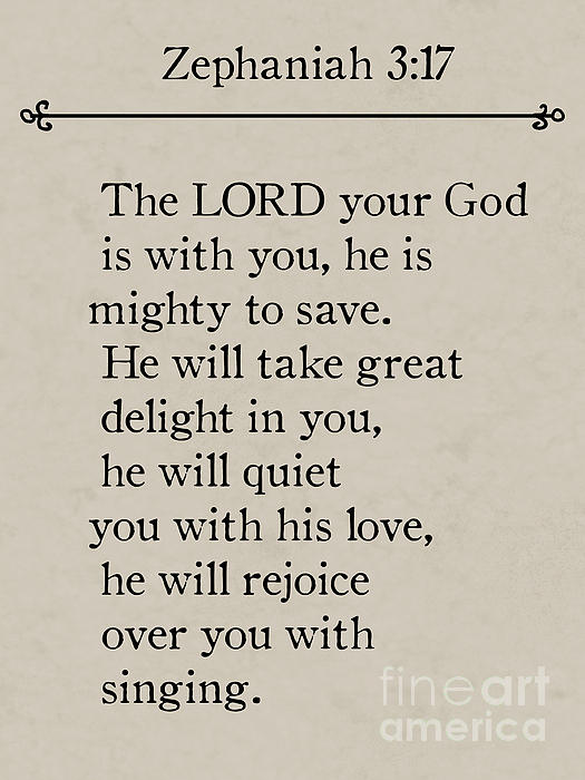 Zephaniah 3 17- Bible Verse Wall Art Collection by Mark Lawrence