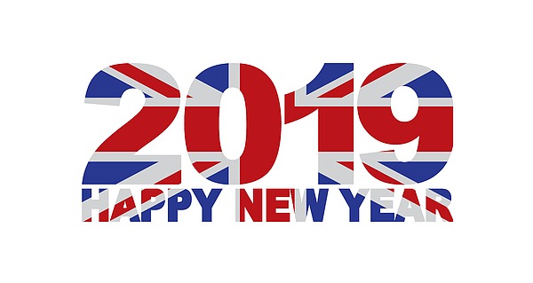 2019 Happy New Year England Flag Illustration Digital Art