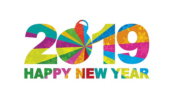 2019 Happy New Year Snowflakes Text Illustrtion Digital Art