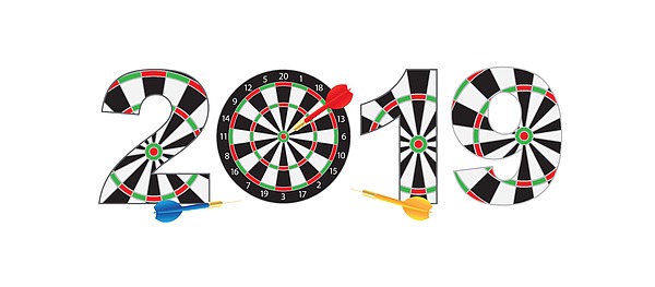 2019 Numerals With Dartboards And Darts Illustration Digital Art