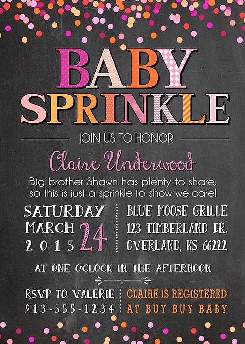 Baby Sprinkle Invitation Wording #3 Greeting Card by Freshbaby Giftideas