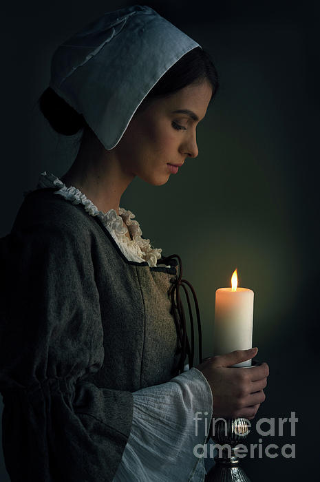 Victorian Woman Holding A Candle #3 Bath Towel