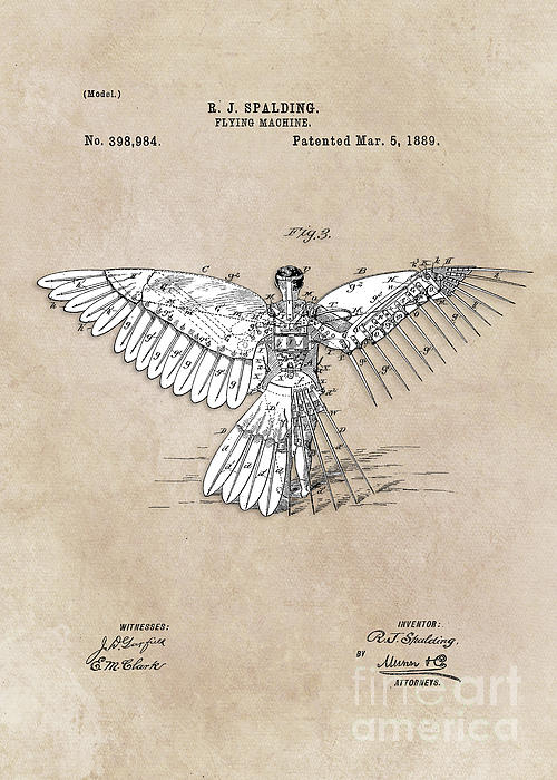 patent art Spalding Flying Machine 1889 Digital Art