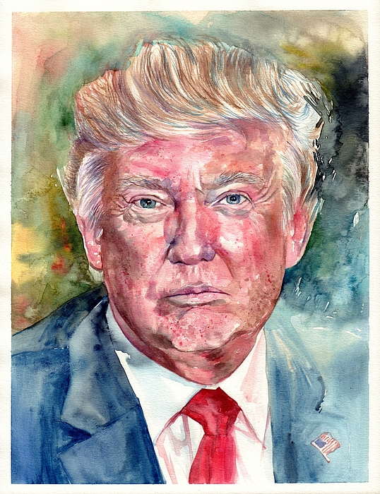 President Donald Trump portrait Fleece Blanket for Sale by Suzann Sines