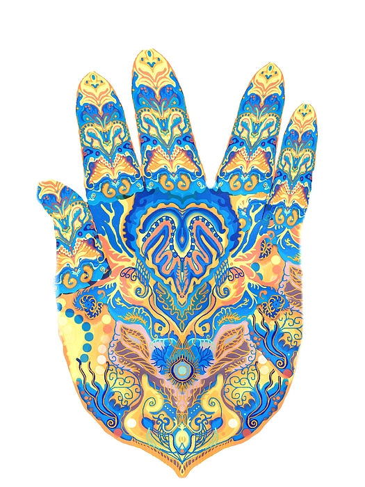 Hamsa #33 Throw Pillow by Sandrine Kespi - Pixels