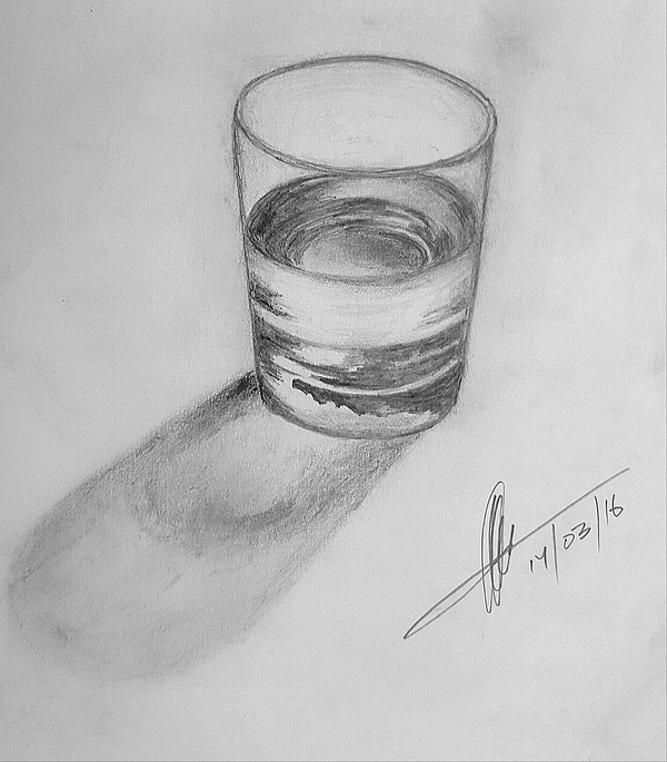 Realistic Sketching Of Water Glass With , Drawing by Abeer Malik | Artmajeur