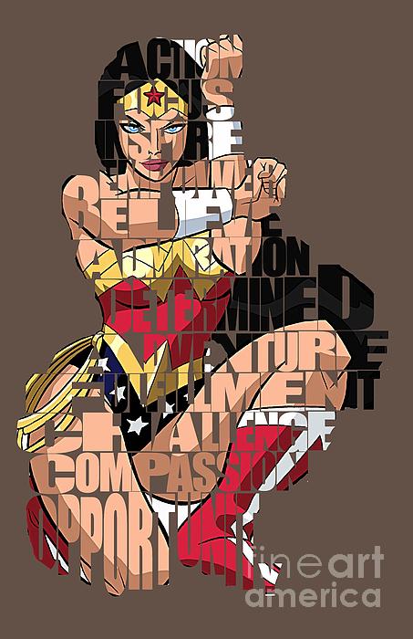 Wonder Woman Inspirational Power And Strength Through Words Mixed Media