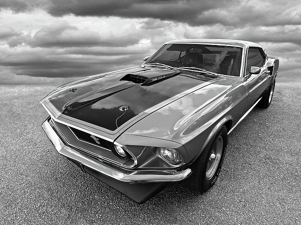 428 Cobra Jet Mach1 Ford Mustang 1969 in Black and White Coffee Mug for ...