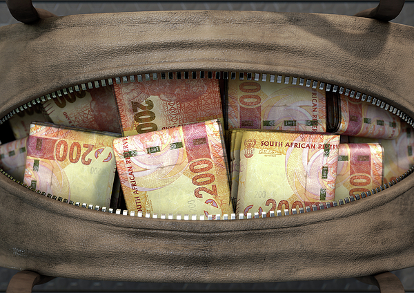 Illicit Cash In A Brown Duffel Bag Greeting Card by Allan Swart