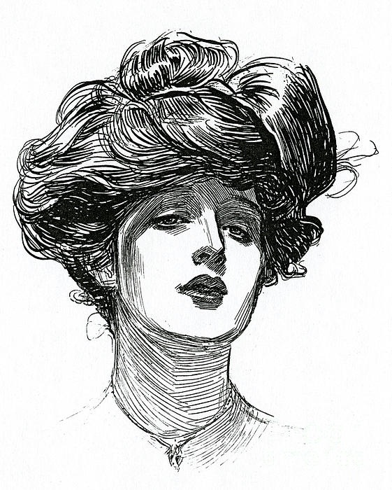A Gibson Girl Circa 1902 Lithograph Duvet Cover