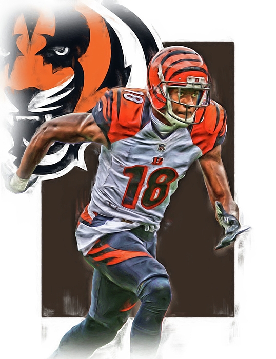 A J Green Cincinnati Bengals Oil Art Fleece Blanket by Joe