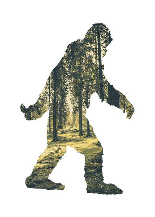 A Sasquatch Bigfoot Silhouette Hiking The Woodlands Deep Forest Greeting Card For Sale By Garaga Designs